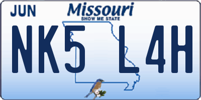 MO license plate NK5L4H