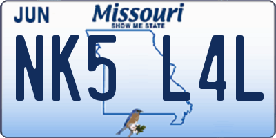 MO license plate NK5L4L