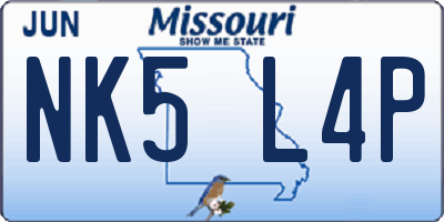 MO license plate NK5L4P