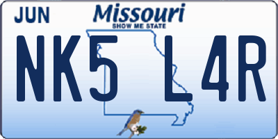 MO license plate NK5L4R