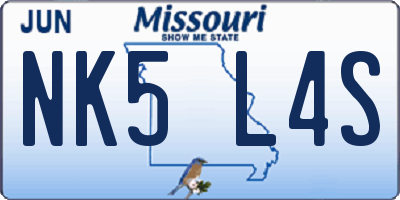 MO license plate NK5L4S