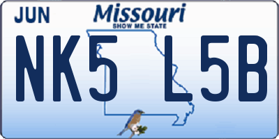 MO license plate NK5L5B
