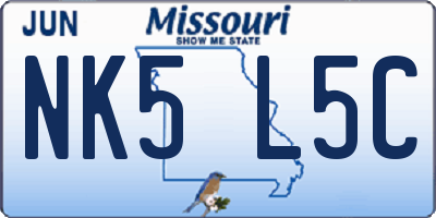 MO license plate NK5L5C