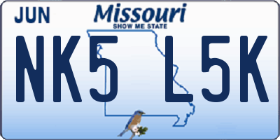 MO license plate NK5L5K