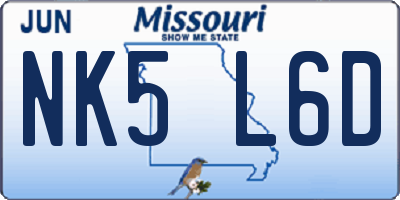 MO license plate NK5L6D