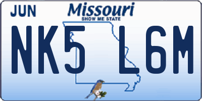 MO license plate NK5L6M