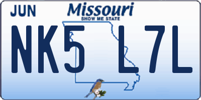 MO license plate NK5L7L