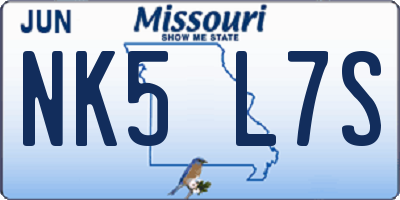 MO license plate NK5L7S