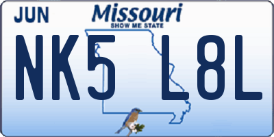 MO license plate NK5L8L