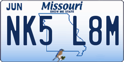 MO license plate NK5L8M