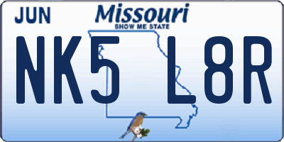 MO license plate NK5L8R