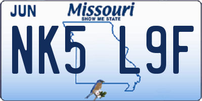 MO license plate NK5L9F