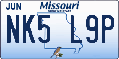 MO license plate NK5L9P