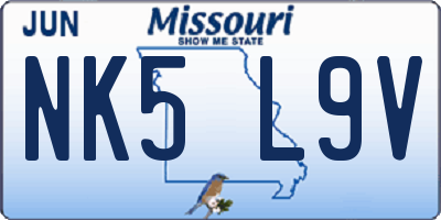 MO license plate NK5L9V