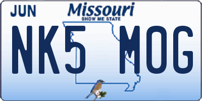 MO license plate NK5M0G