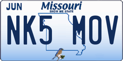MO license plate NK5M0V