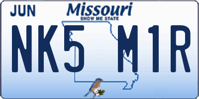 MO license plate NK5M1R