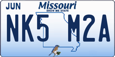 MO license plate NK5M2A