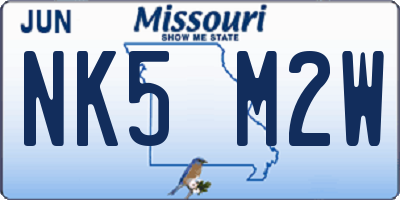 MO license plate NK5M2W
