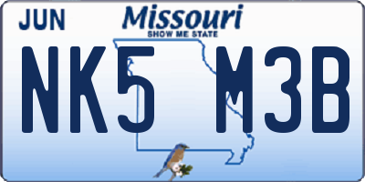 MO license plate NK5M3B