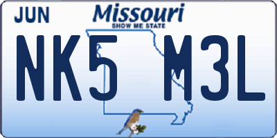 MO license plate NK5M3L