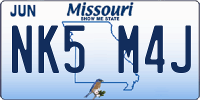 MO license plate NK5M4J