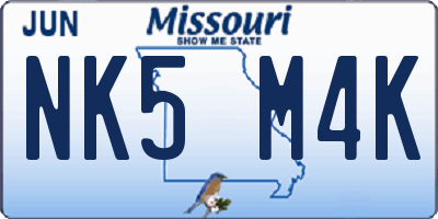 MO license plate NK5M4K