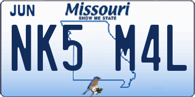 MO license plate NK5M4L