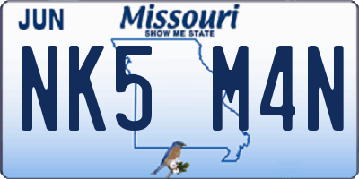 MO license plate NK5M4N