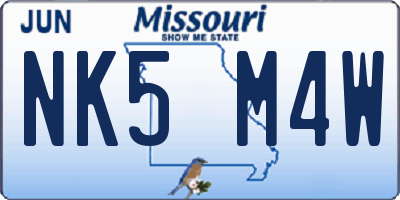 MO license plate NK5M4W