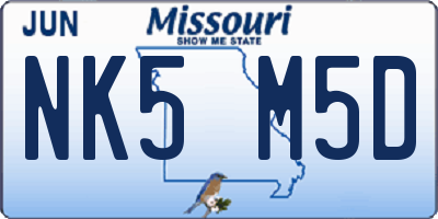 MO license plate NK5M5D