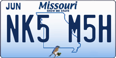 MO license plate NK5M5H