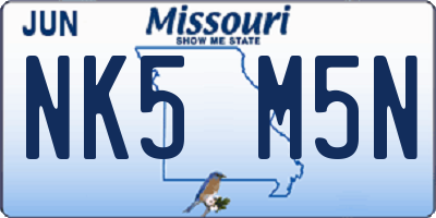 MO license plate NK5M5N