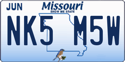 MO license plate NK5M5W