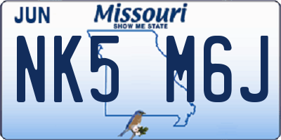 MO license plate NK5M6J