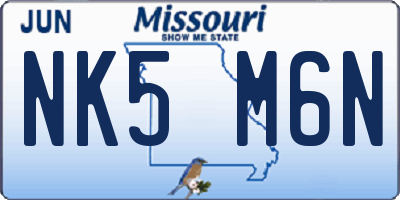 MO license plate NK5M6N