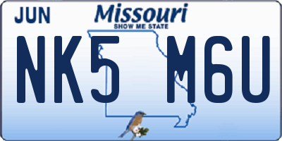 MO license plate NK5M6U