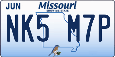 MO license plate NK5M7P