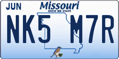 MO license plate NK5M7R