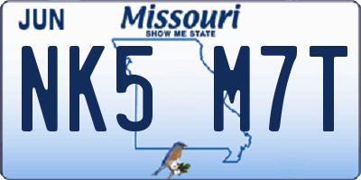 MO license plate NK5M7T