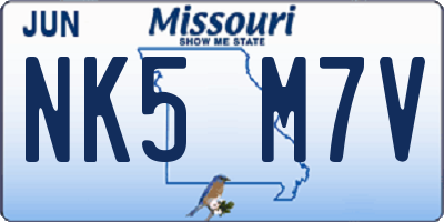 MO license plate NK5M7V