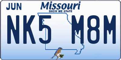 MO license plate NK5M8M