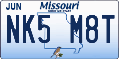 MO license plate NK5M8T