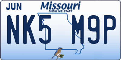 MO license plate NK5M9P