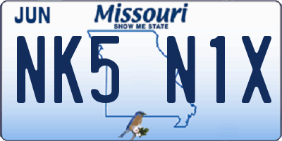 MO license plate NK5N1X