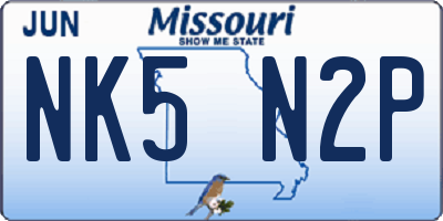 MO license plate NK5N2P