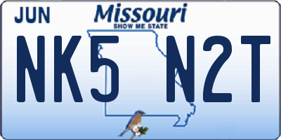MO license plate NK5N2T