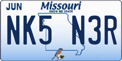 MO license plate NK5N3R