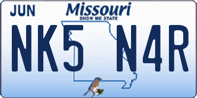MO license plate NK5N4R