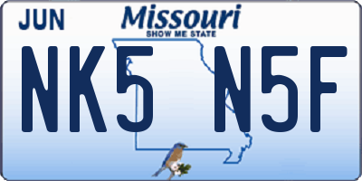 MO license plate NK5N5F